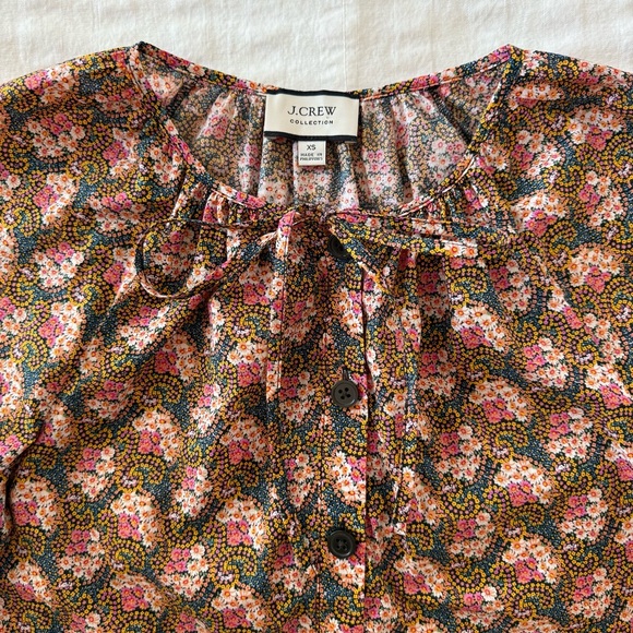 J. Crew Collection Tie-Sleeve Button-Front Top in Ratti Prism Floral - Picture 9 of 17